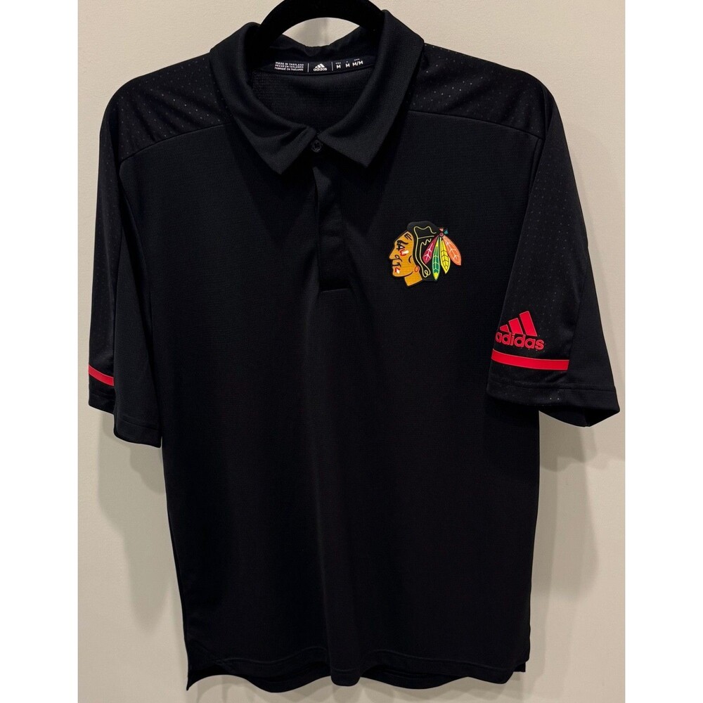 Chicago Blackhawks - Adidas Polo Shirt - Men's Size Medium - Black - NHL